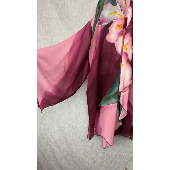 Yolanda Lorente Hand Painted Silk Kimono Cardigan Shawl Coverup Wrap Boho - Picture 2 of 8